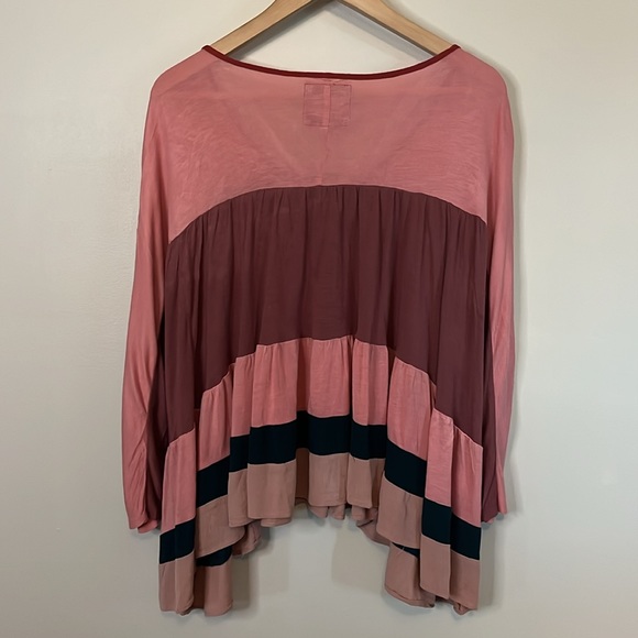 Anthropologie Meadow Rue Mina Top Ruffle Colorblock Shirt Blouse - Picture 5 of 6